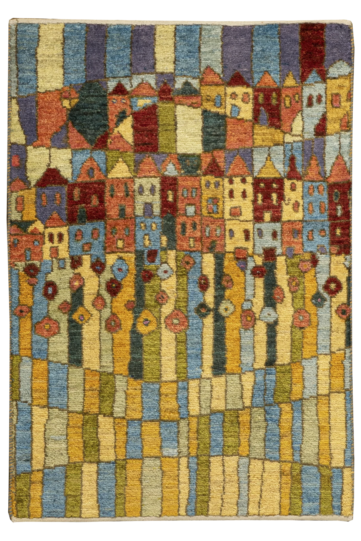 Gabbeh Teppich-Unikat - geschmückte Stadt