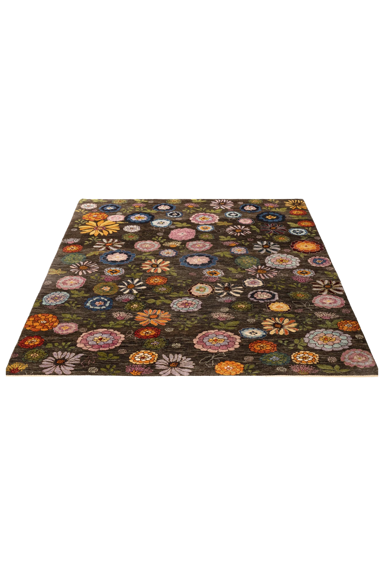 Gabbeh Teppich-Unikat - buntes Blumenfeld