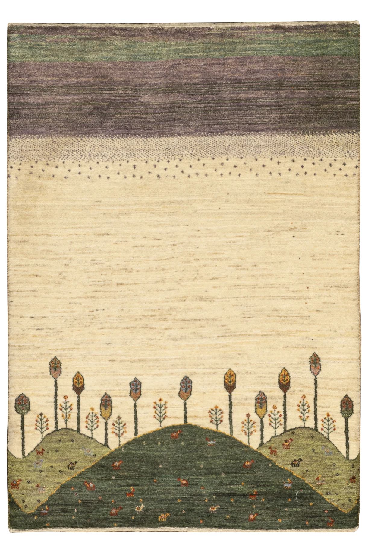 Gabbeh Teppich-Unikat - kleine Baumlandschaft