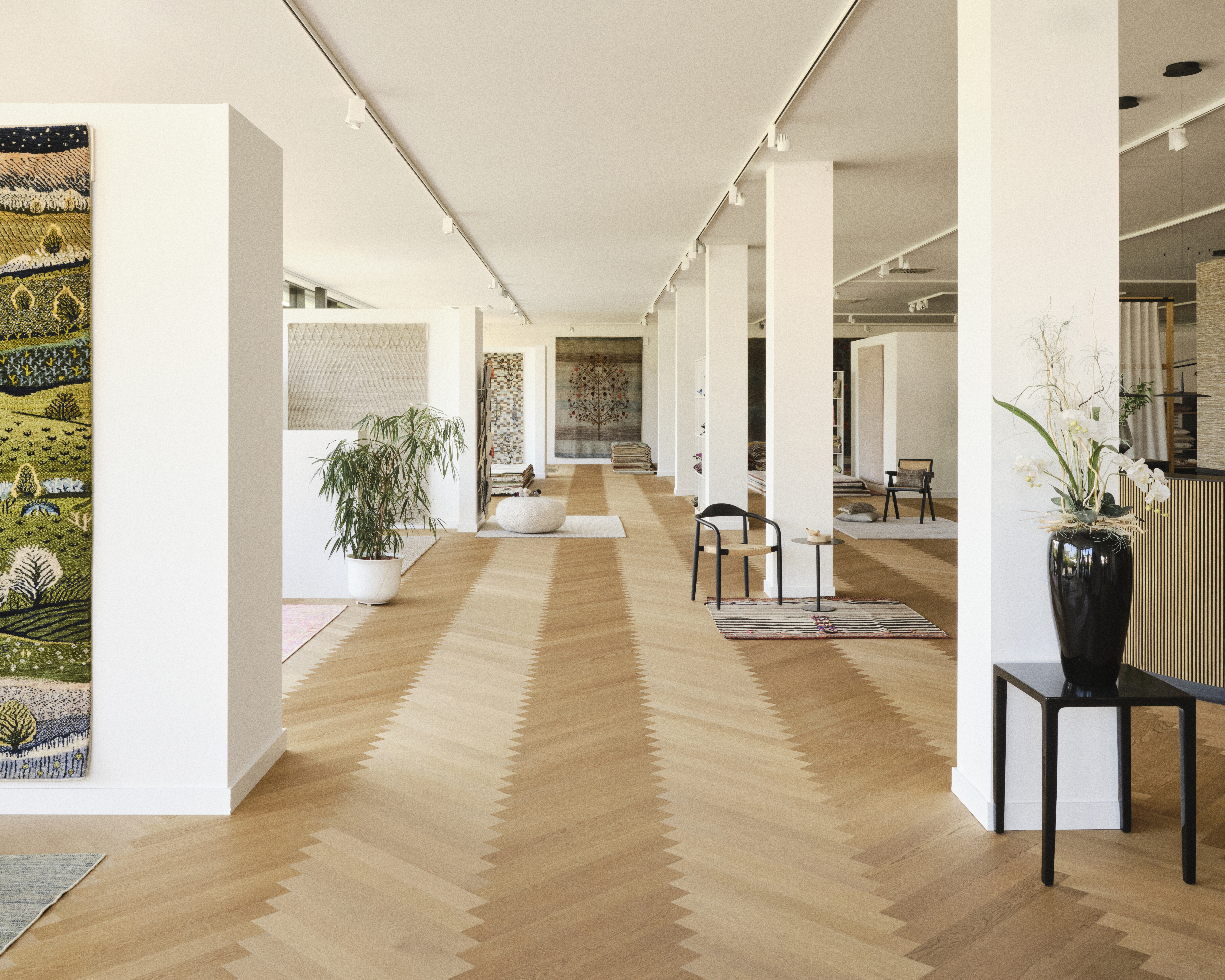 Showroom von Teppich Jordan mit ausgewählten Designteppichen