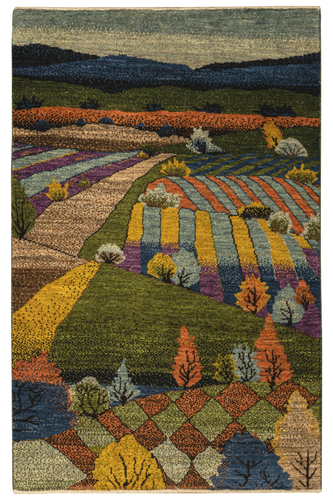 Gabbeh Teppich-Unikat - bunte Herbstlandschaft