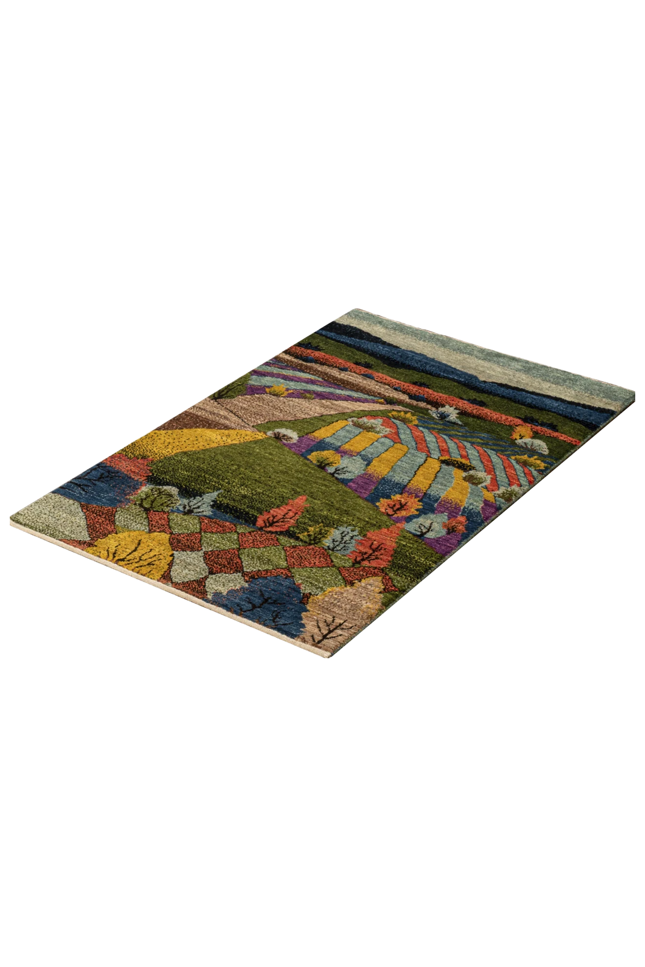 Gabbeh Teppich-Unikat - bunte Herbstlandschaft