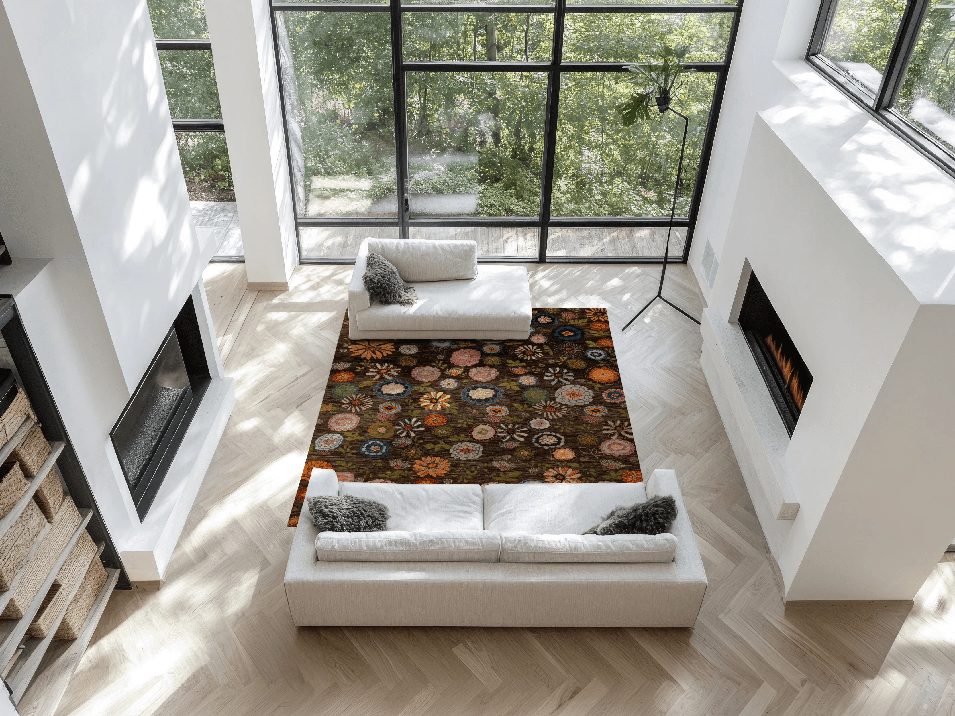Gabbeh Teppich-Unikat - buntes Blumenfeld