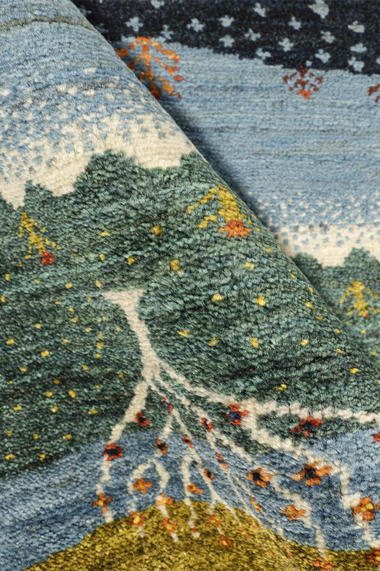 Gabbeh Teppich-Unikat - blaue Hügellandschaft