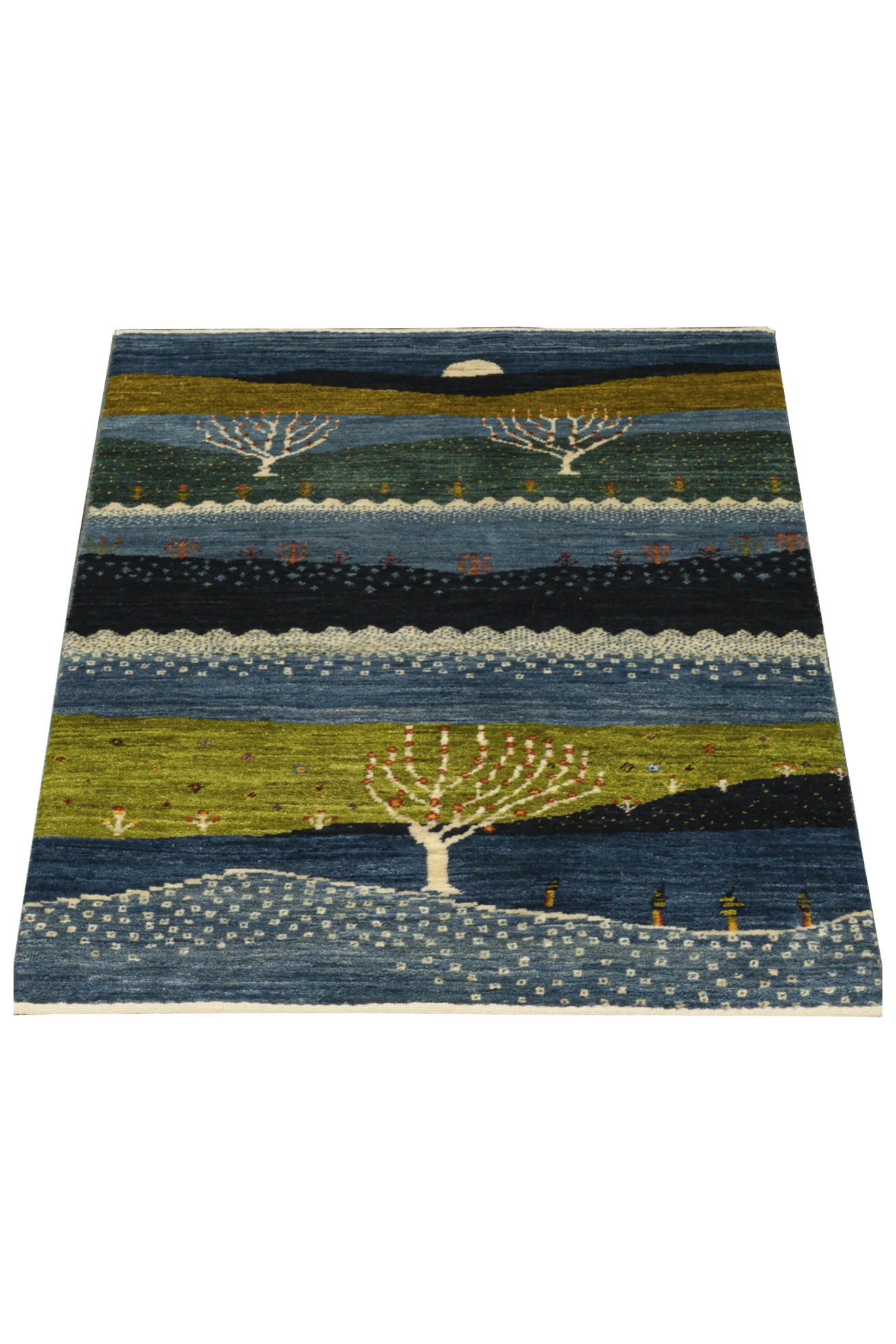 Gabbeh Teppich-Unikat - blaue Hügellandschaft