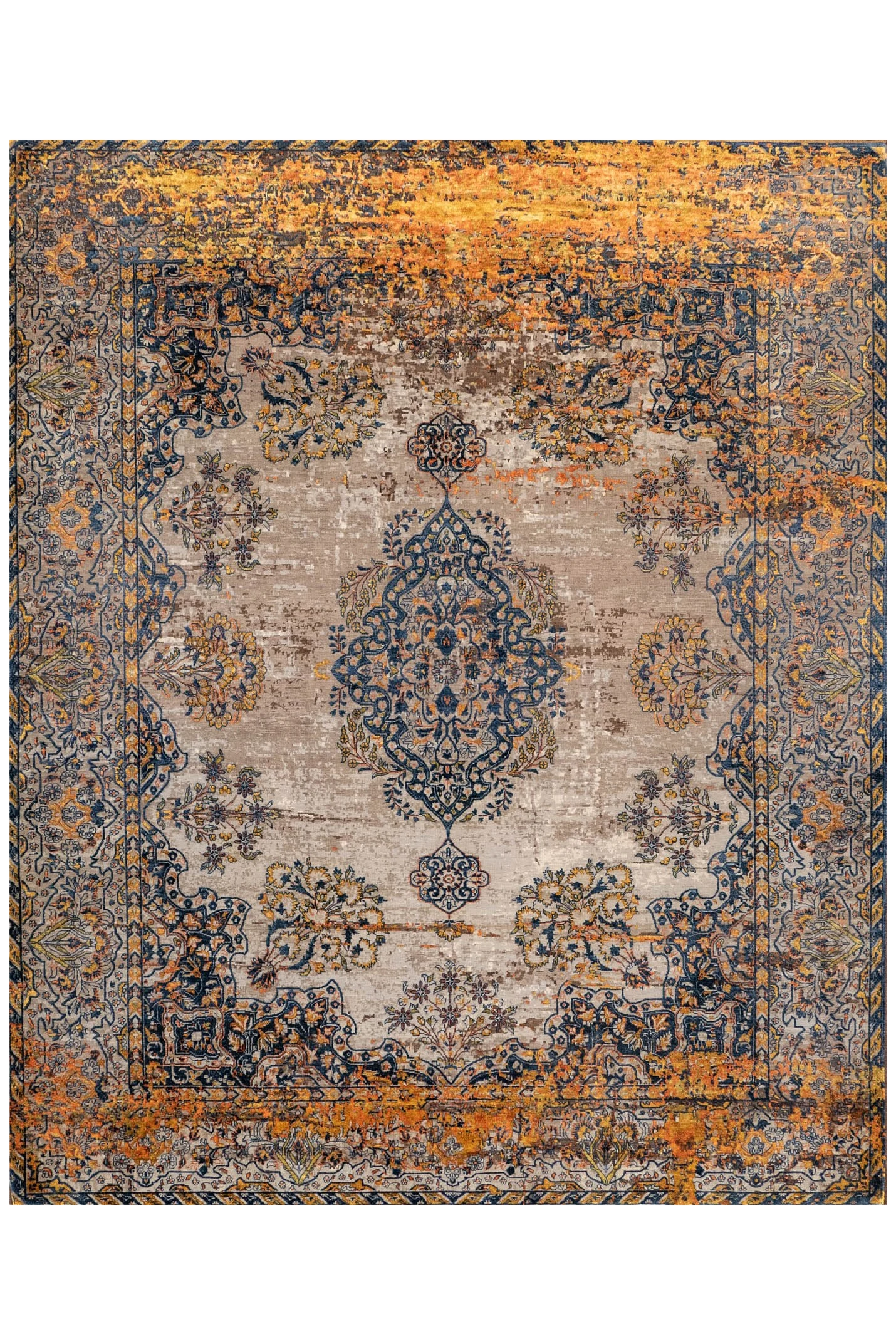 Jan Kath Teppich - Kirman Robson Artwork 19 blue-orange