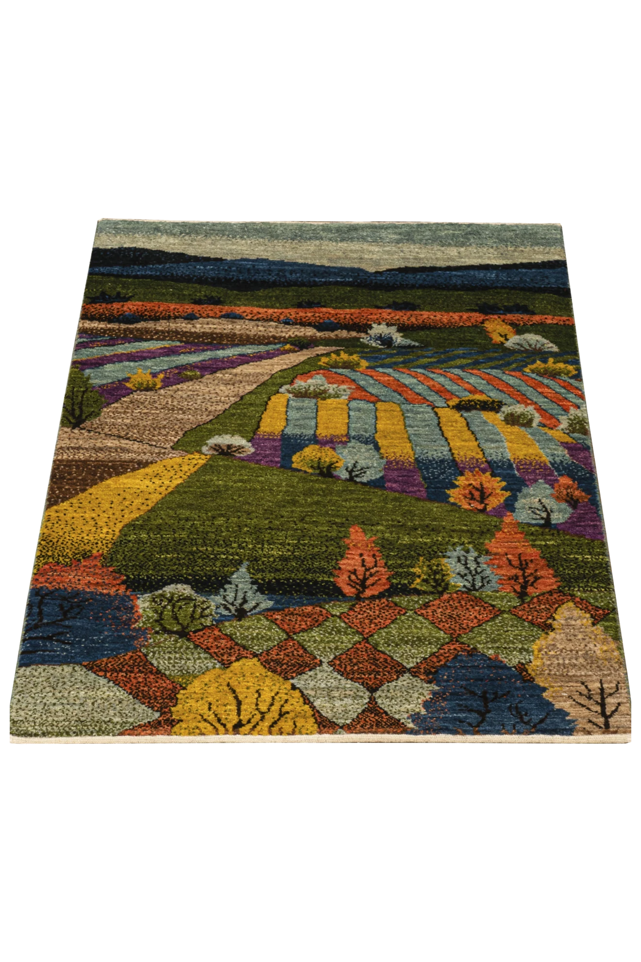Gabbeh Teppich-Unikat - bunte Herbstlandschaft