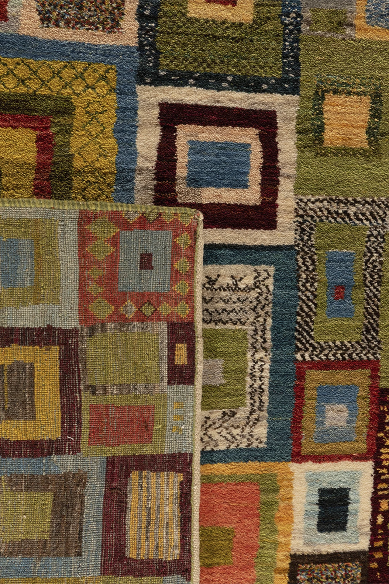 Gabbeh Teppich-Unikat - buntes Würfelspiel