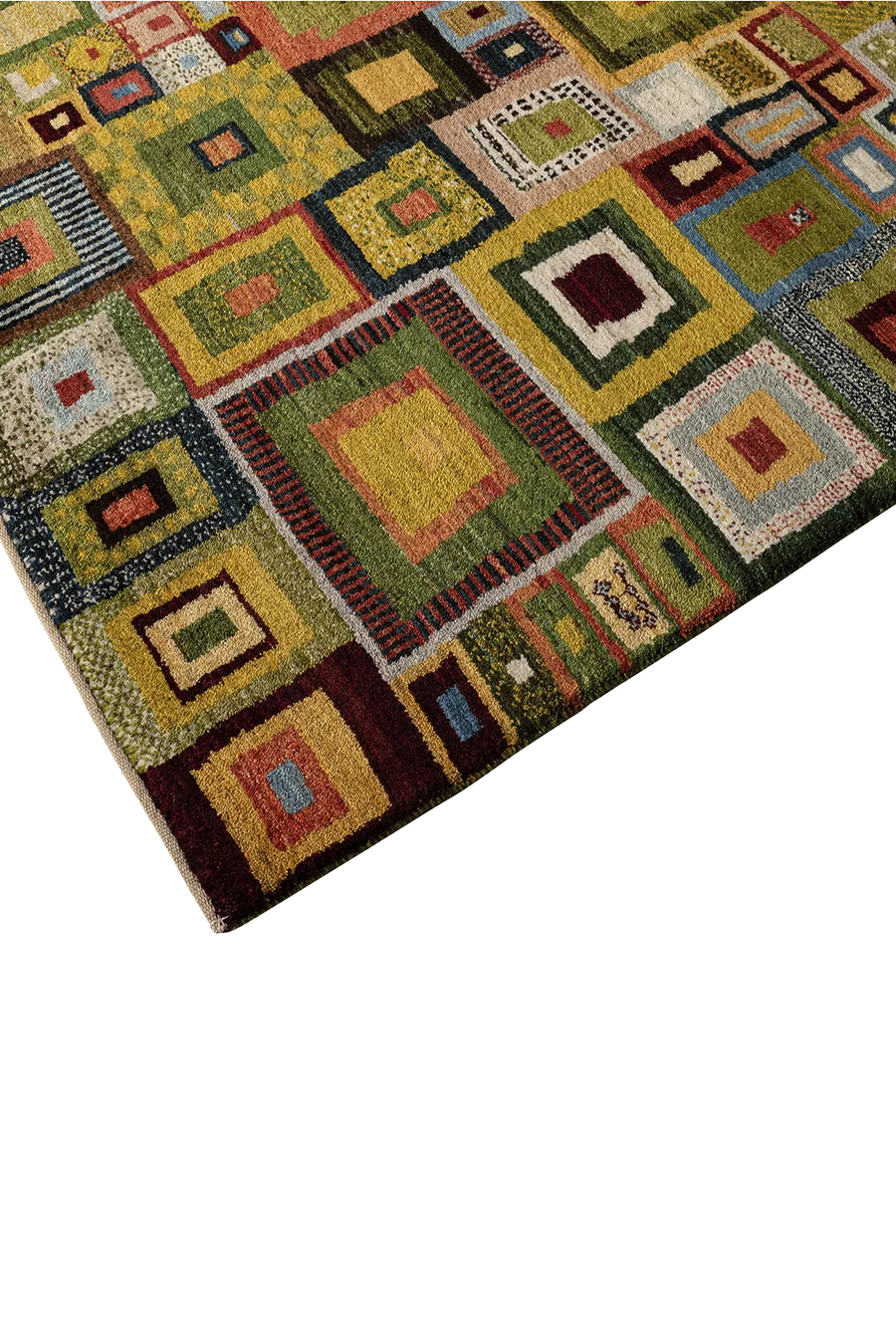 Gabbeh Teppich-Unikat - buntes Würfelspiel