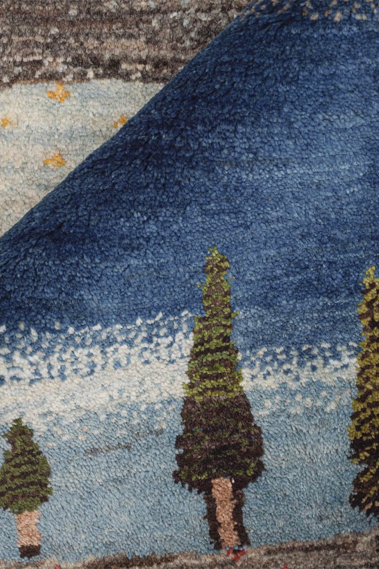 Gabbeh Teppich-Unikat - Gebirge im blauen Licht